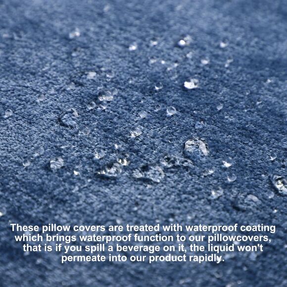 Chenille Throw Pillow Covers Cushion Water Repellent 12"x20" Navy Blue - Picture 6 of 6